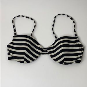 J CREW Cream/ Black Underwire Striped Swim Top/32C